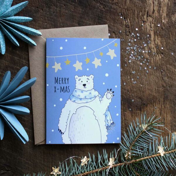 Weihnachtskarte Eisbär